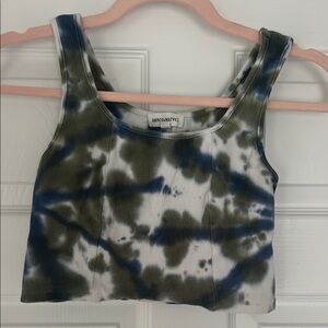Dance & Marvel Blue and Black Fitted Crop Tank Top